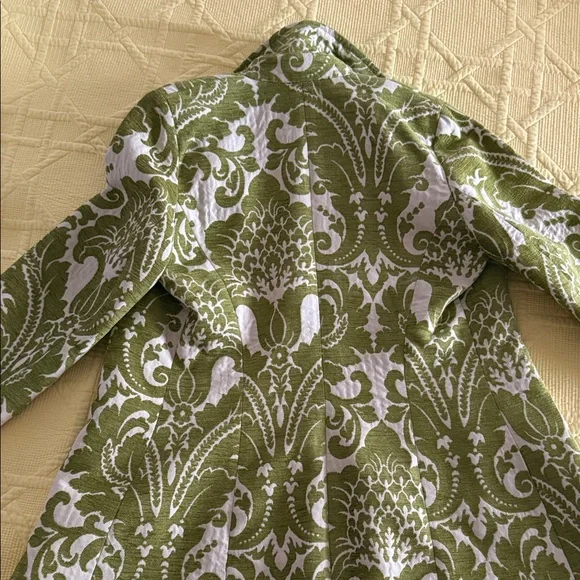3 Sisters Olive Green Patterned Trench Coat - Picture 3 of 6
